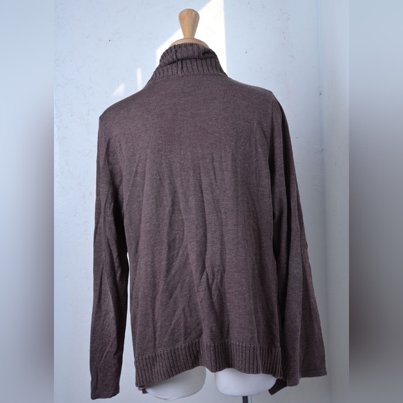 INC international concepts | Chocolate brown cardigan with gold zippers - Picture 2 of 13